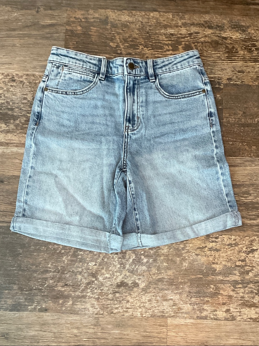 Wrangler Light Wash Denim Cuffed Shorts